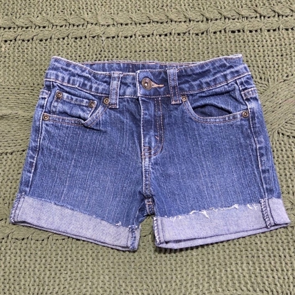 Faded Glory Girls Denim Jean Shorts Custom Painted American Flag